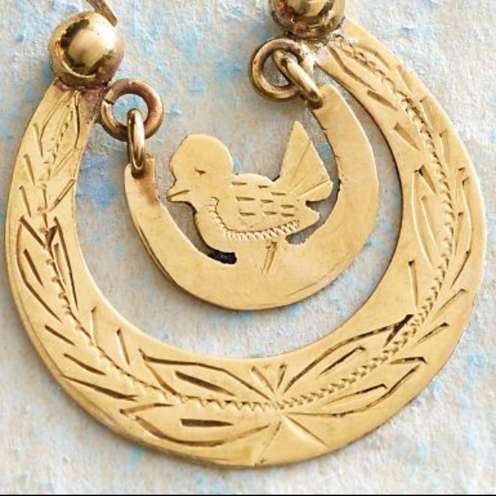 Guatemalan Bird Nest Earrings - Picture 3 of 3